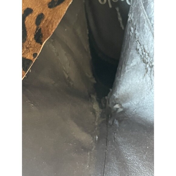 Linea Paolo  Size 6.5 Bootie Stiletto Heel Leopard Print Calf Hair FLAWS - Picture 7 of 14